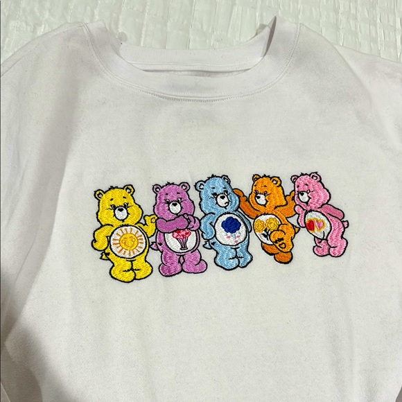 CAREBEARS embroidered crewneck graphic sweatshirt Nostalgia Retro Womens M White - Picture 1 of 9